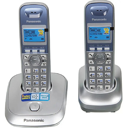 Panasonic KX-TG2512RUS (серебристый) {Доп трубка в комплекте,АОН, Caller ID,спикерфон на трубке,поли