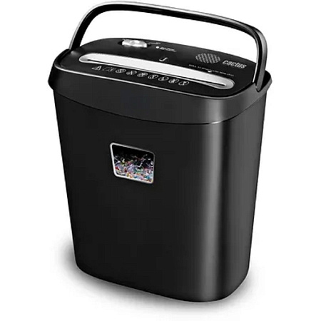 Cactus Шредер CS-SH-P4 черный (секр.P-4)/фрагменты/8лист./15лтр./скрепки/скобы/пл.карты