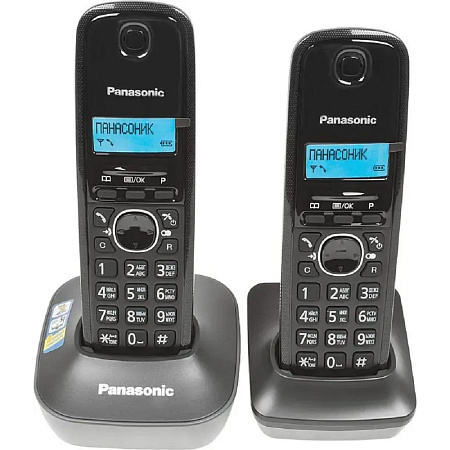 Panasonic KX-TG1612RUH (серый) {Доп трубка в комплекте,АОН, Caller ID,12 мелодий звонка,поиск трубк