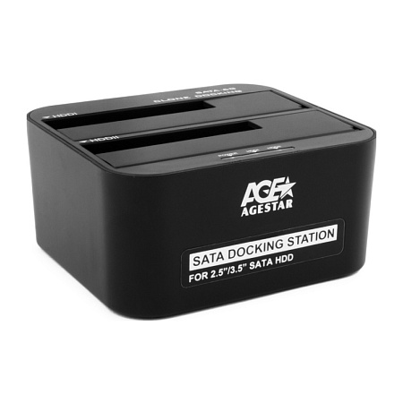 AgeStar 3UBT6-6G Докстанция 2x2.5"/3.5" SATA HDD/SSD AgeStar 3UBT6-6G, USB3.0, пластик, черный, UASP