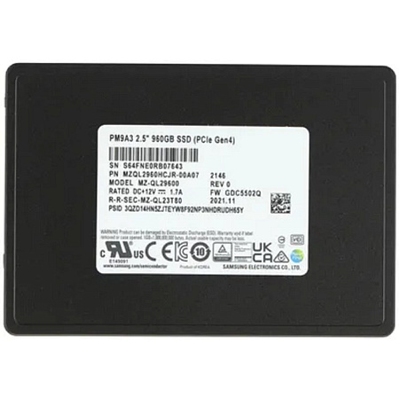 Samsung SSD 960Gb PM9A3 NVMe/PCIE 3.1 x4, MZQL2960HCJR-00A07